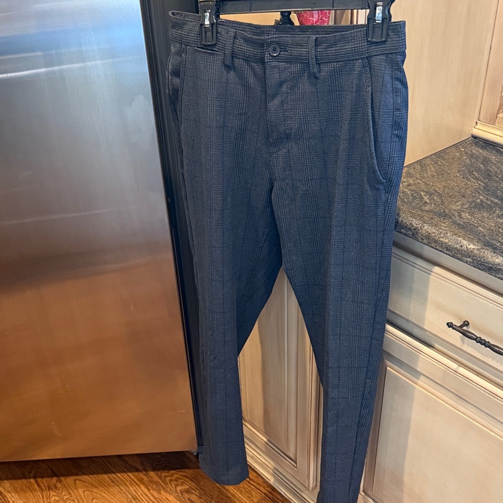 Zara Men's Dark Gray Patterned Dress Pants